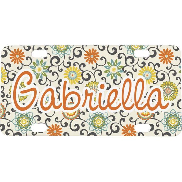 Custom Swirls & Floral Mini / Bicycle License Plate (4 Holes) (Personalized)