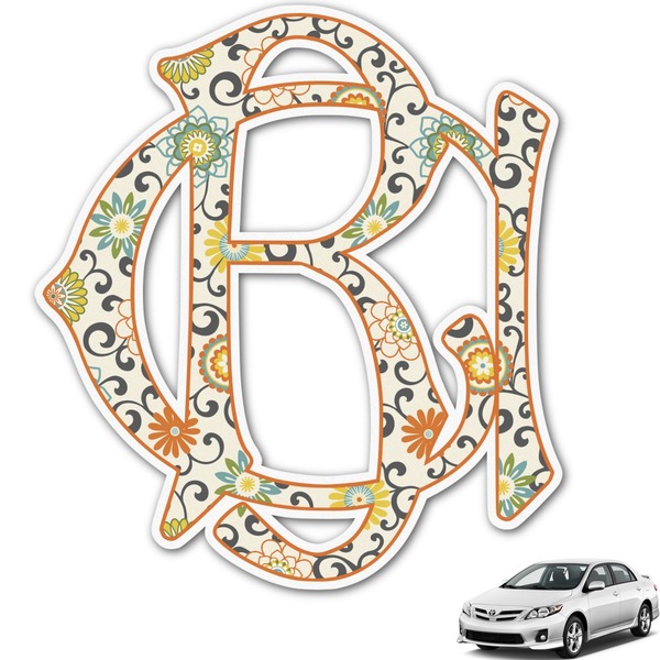 Custom Swirls & Floral Monogram Car Decal (Personalized)