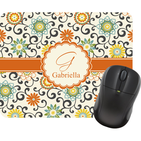 Custom Swirls & Floral Rectangular Mouse Pad (Personalized)