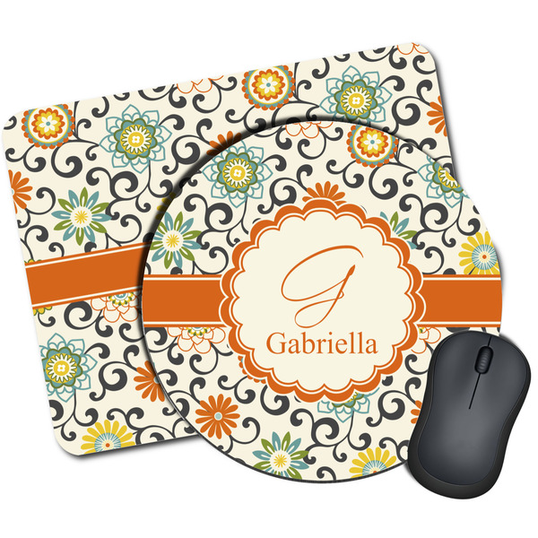 Custom Swirls & Floral Mouse Pad (Personalized)