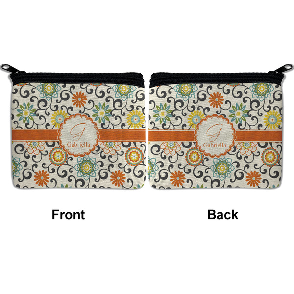 Swirls & Floral Neoprene Coin Purse - Front & Back (APPROVAL)