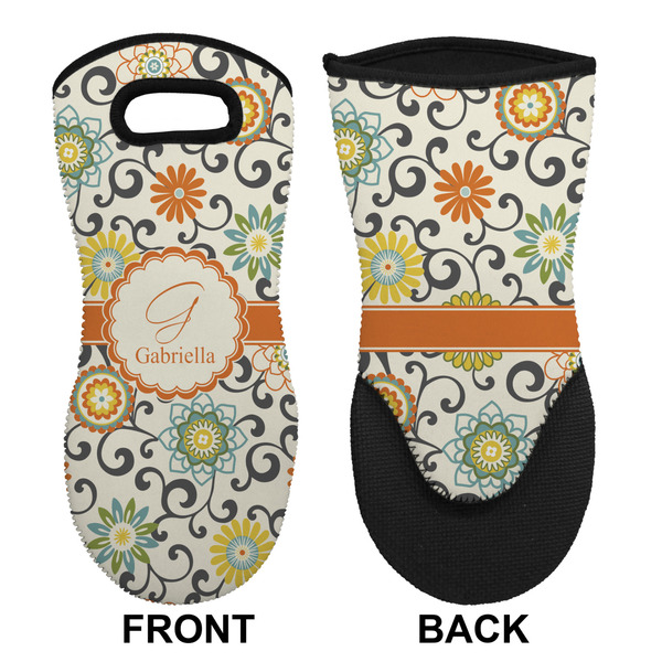 Swirls & Floral Neoprene Oven Mitt (Front & Back)