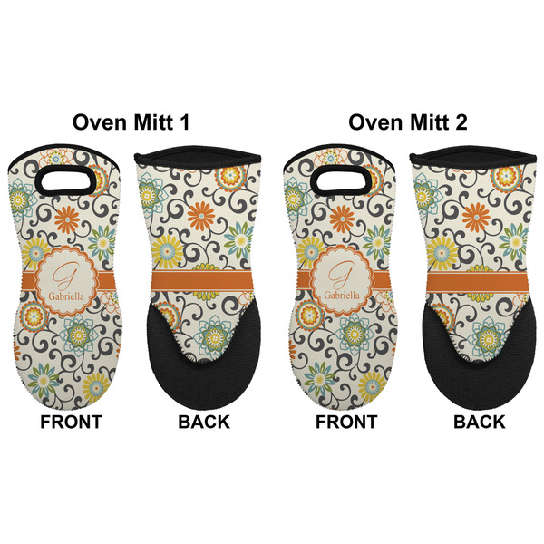 Swirls & Floral Neoprene Oven Mitt - Set of 2 - Approval