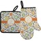 Swirls & Floral Right Oven Mitt & Pot Holder Set w/ Name and Initial