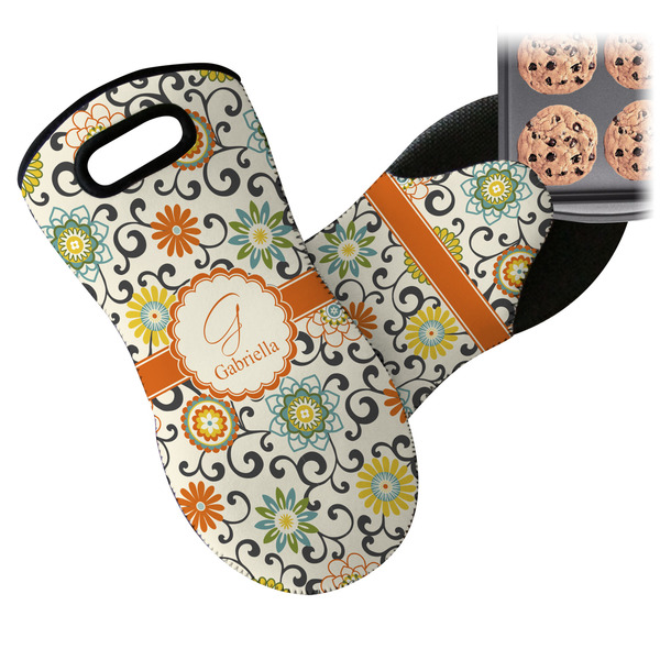 Swirls & Floral Neoprene Oven Mitt