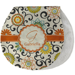 Swirls & Floral Burp Pad - Velour w/ Name and Initial