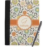 Swirls & Floral Notebook Padfolio - Large w/ Name and Initial