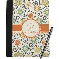 Swirls & Floral Notebook Padfolio - Large w/ Name and Initial