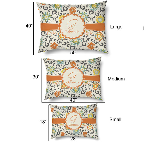 Swirls & Floral Outdoor Dog Beds - SIZE CHART