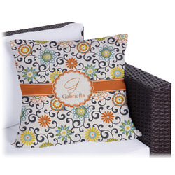 Swirls & Floral Outdoor Pillow (Personalized)