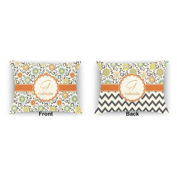Swirls & Floral  Outdoor Rectangular Throw Pillow (Front and Back)