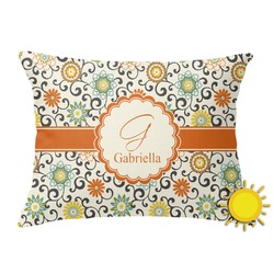 Swirls & Floral Outdoor Throw Pillow (Rectangular) (Personalized)