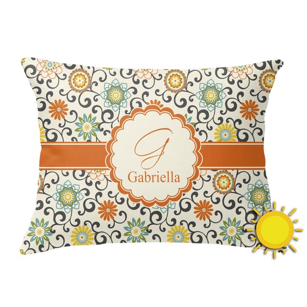 Custom Swirls & Floral Outdoor Throw Pillow (Rectangular) (Personalized)