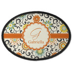 Swirls & Floral Iron On Oval Patch w/ Name and Initial