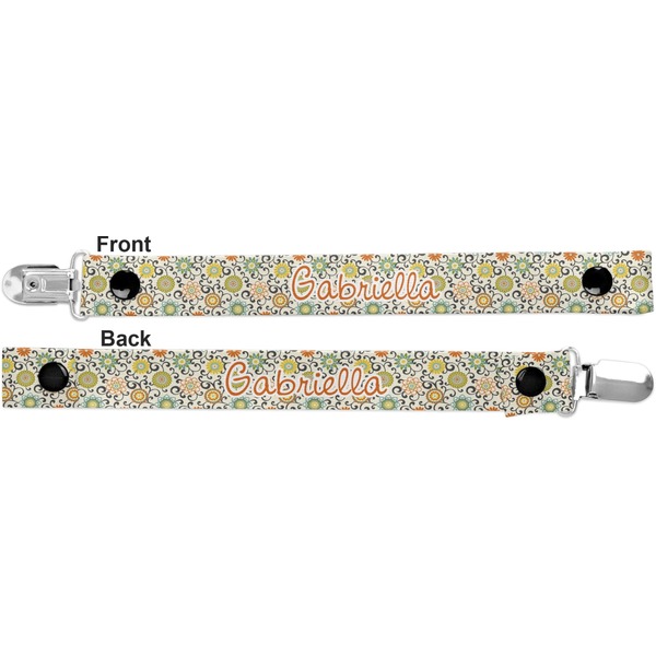 Swirls & Floral Pacifier Clip - Front and Back