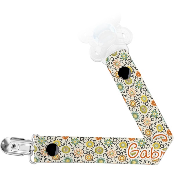 Custom Swirls & Floral Pacifier Clip (Personalized)