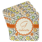 Swirls & Floral Paper Coasters w/ Name and Initial