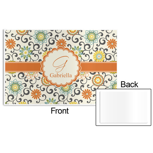 Swirls & Floral Disposable Paper Placemat - Front & Back