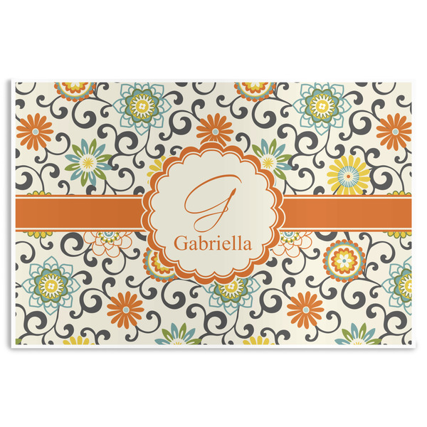 Custom Swirls & Floral Disposable Paper Placemats (Personalized)