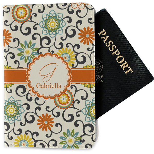 Custom Swirls & Floral Passport Holder - Fabric w/ Name and Initial