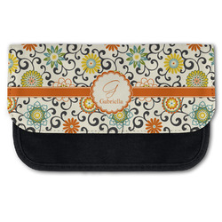 Swirls & Floral Canvas Pencil Case w/ Name and Initial