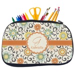 Swirls & Floral Neoprene Pencil Case - Medium w/ Name and Initial