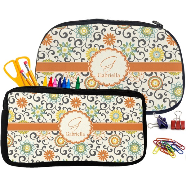 Swirls & Floral Pencil / School Supplies Bags Small and Medium