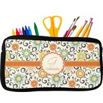 Swirls & Floral Neoprene Pencil Case (Personalized)
