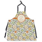 Swirls & Floral Apron Without Pockets w/ Name and Initial