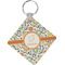 Swirls & Floral Diamond Plastic Keychain w/ Name and Initial