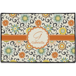 Swirls & Floral Door Mat - 36"x24" (Personalized)