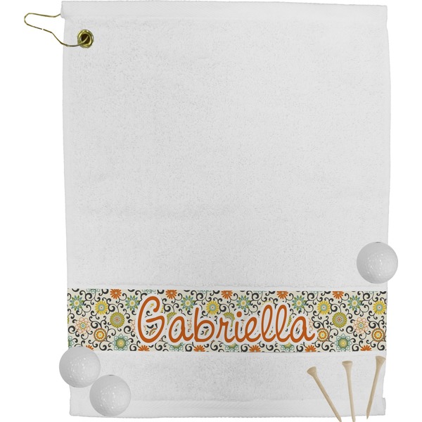 Custom Swirls & Floral Golf Bag Towel (Personalized)