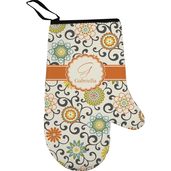 Custom Swirls & Floral Right Oven Mitt (Personalized)