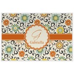 Swirls & Floral Laminated Placemat w/ Name and Initial