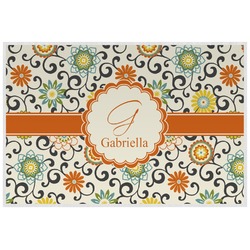 Swirls & Floral Laminated Placemat w/ Name and Initial