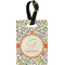 Swirls & Floral Plastic Luggage Tag - Rectangular w/ Name and Initial