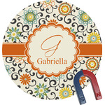 Swirls & Floral Round Fridge Magnet (Personalized)