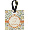Swirls & Floral Plastic Luggage Tag - Square w/ Name and Initial