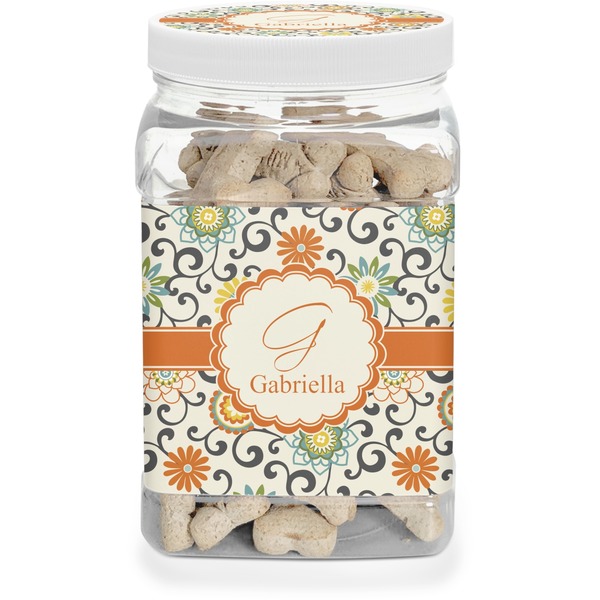 Custom Swirls & Floral Dog Treat Jar (Personalized)