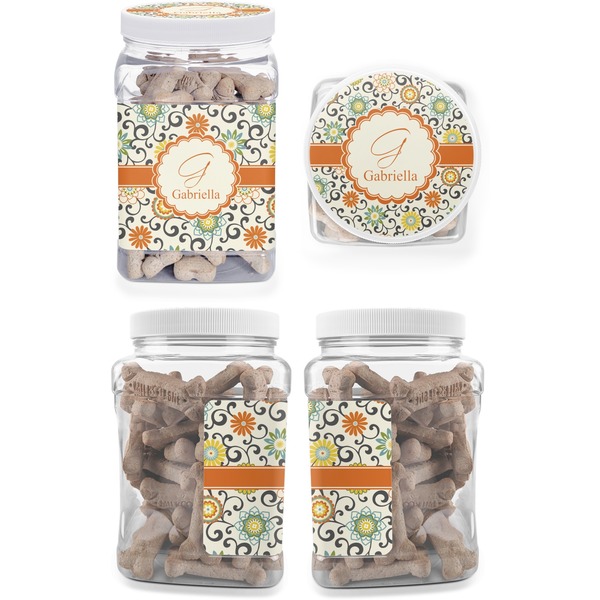 Swirls & Floral Pet Treat Jar - Multiple Angles