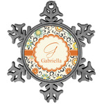 Swirls & Floral Vintage Snowflake Ornament (Personalized)