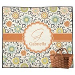 Swirls & Floral Outdoor Picnic Blanket (Personalized)