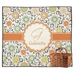 Swirls & Floral Outdoor Picnic Blanket (Personalized)
