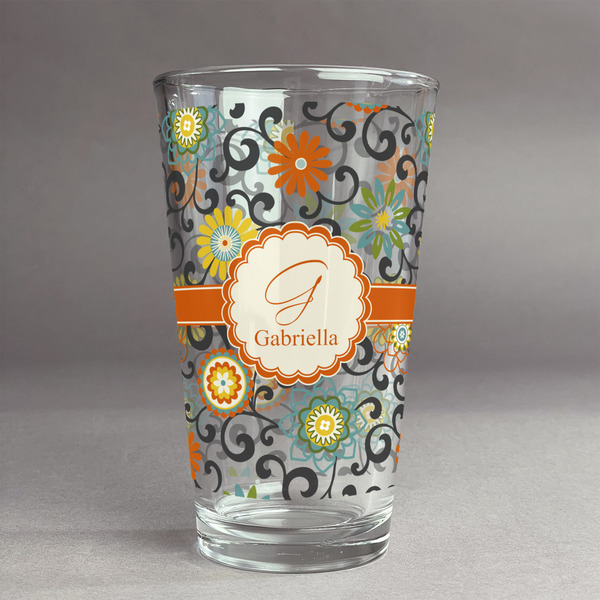 Custom Swirls & Floral Pint Glass - Full Print (Personalized)
