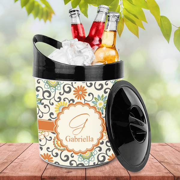 Swirls & Floral Plastic Ice Bucket - LIFESTYLE