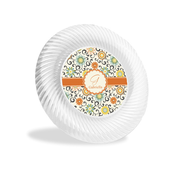 Custom Swirls & Floral Plastic Party Appetizer & Dessert Plates - 6" (Personalized)