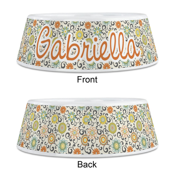 Swirls & Floral Plastic Pet Bowls - Medium - APPROVAL