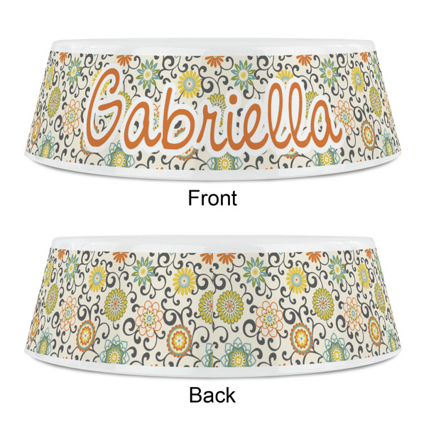 Swirls & Floral Plastic Pet Bowls - Small - APPROVAL