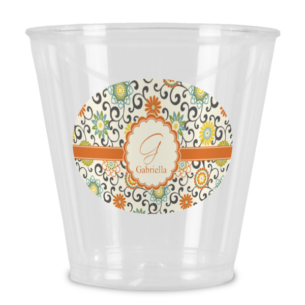 Custom Swirls & Floral Plastic Shot Glass (Personalized)
