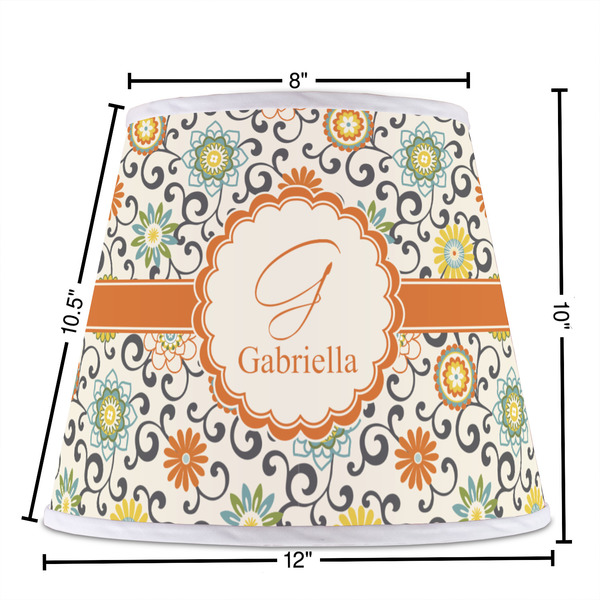 Swirls & Floral Poly Film Empire Lampshade - Dimensions